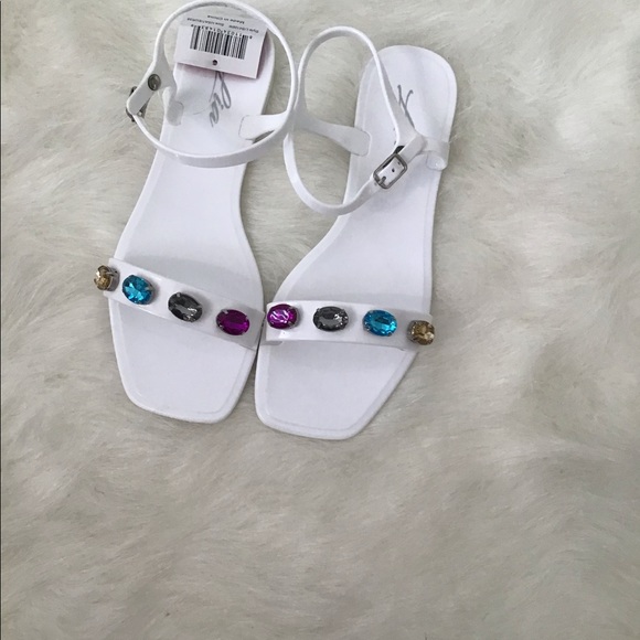 White Multicolored Jeweled Jelly Sandals!! - Picture 2 of 3
